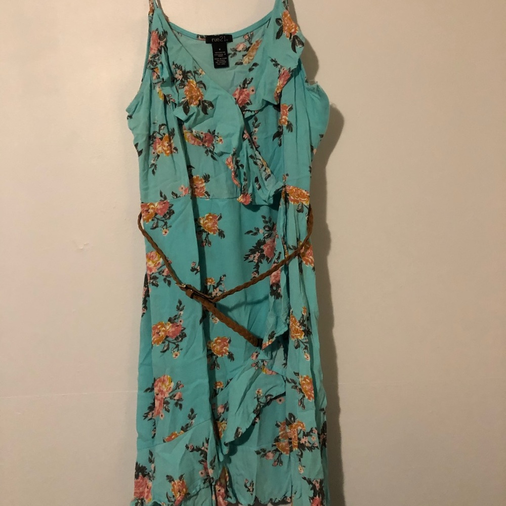 light blue flower dress with trims